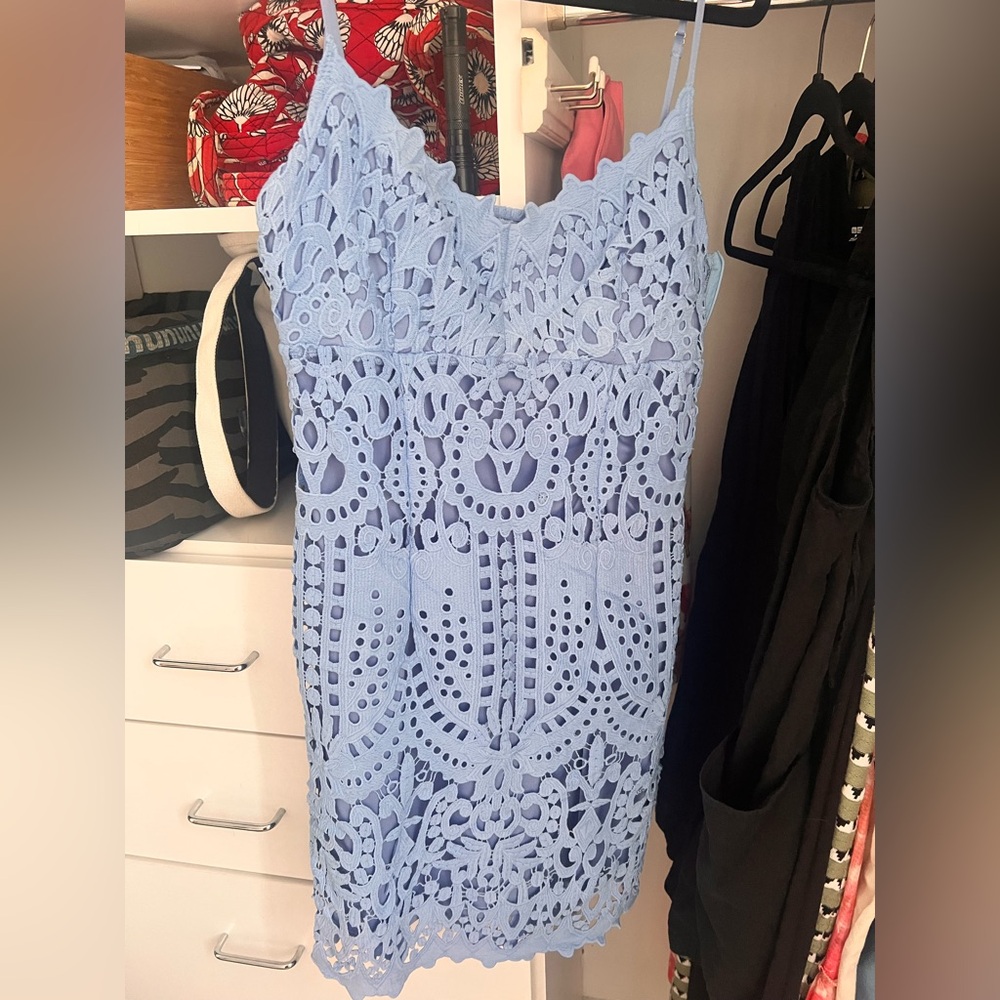 Elegant Blue Lace Dress